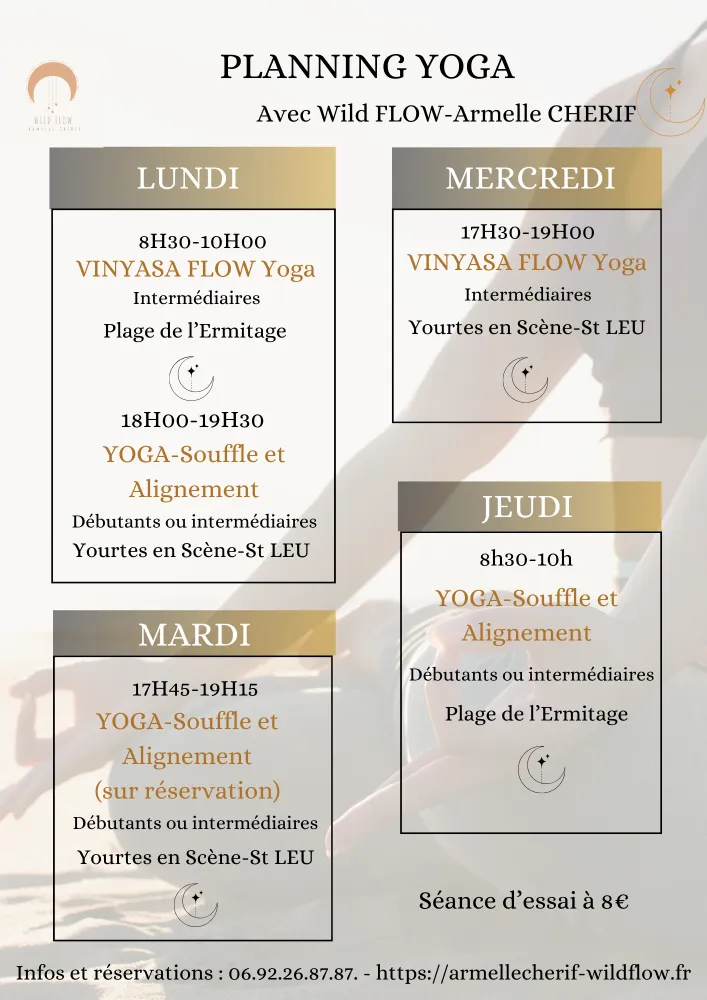 me contacter avec cette emploi du temps de wildflow yoga